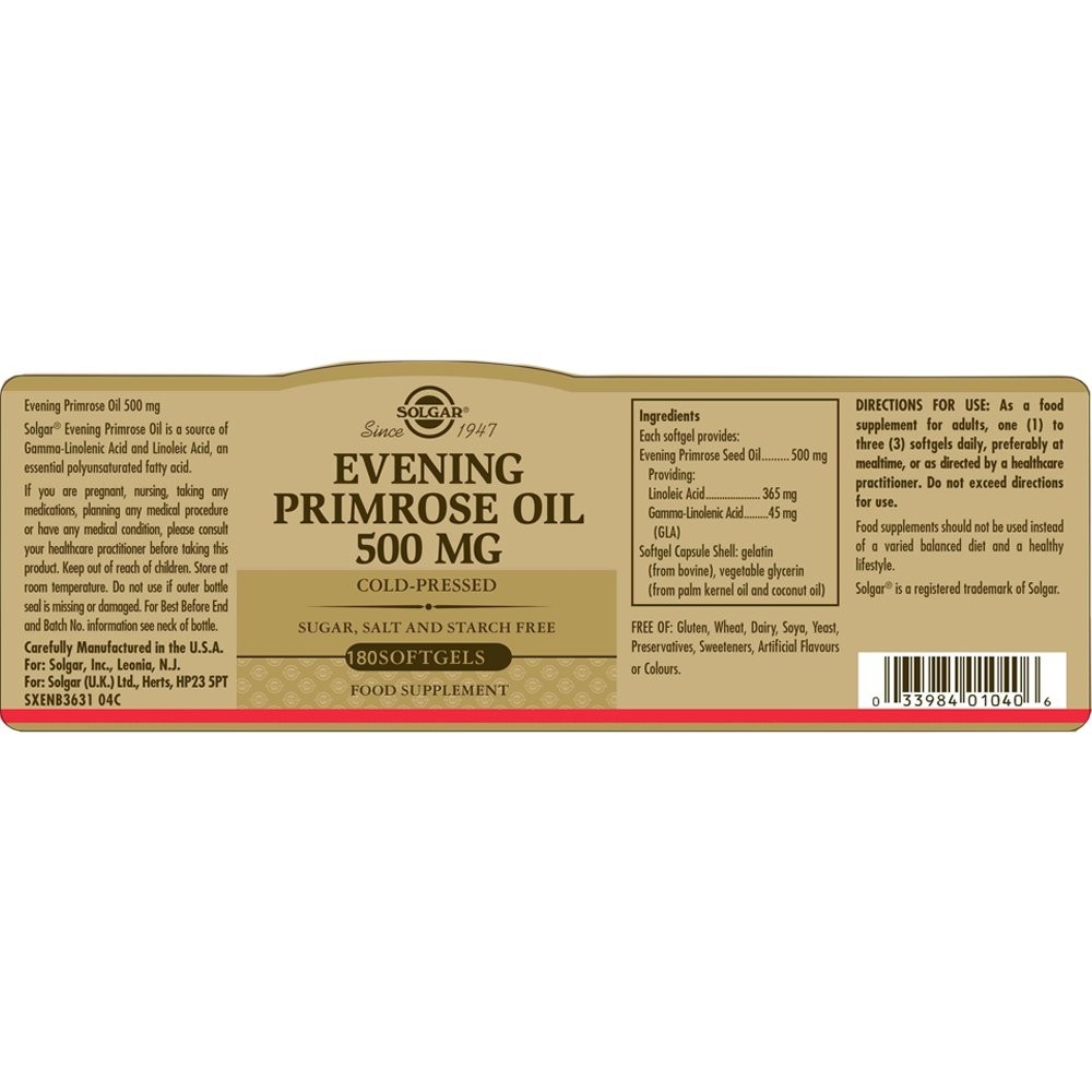 SOLGAR - Evening Primrose Oil 500mg - 180softgels