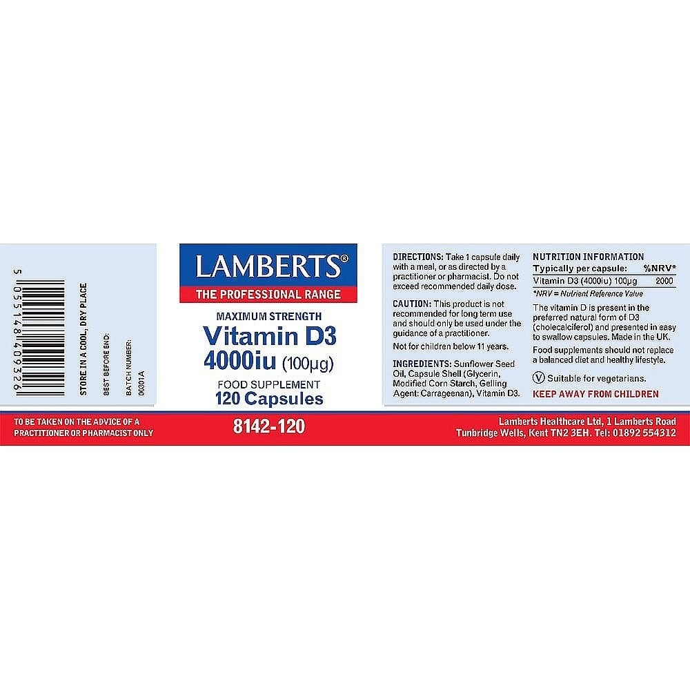 LAMBERTS - Vitamin D3 4000iu - 120caps