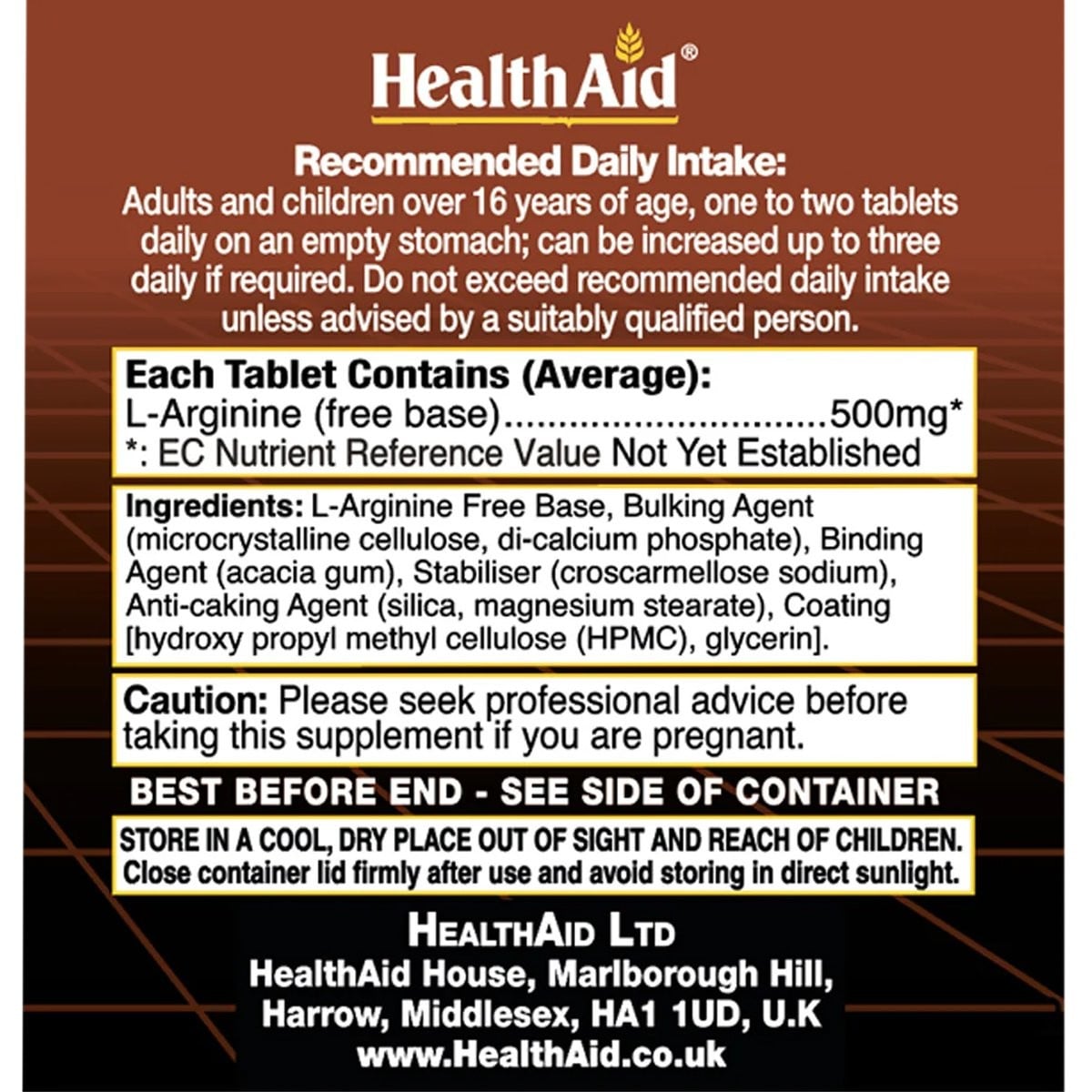 HEALTH AID - L-Arginine 500mg - 60tabs