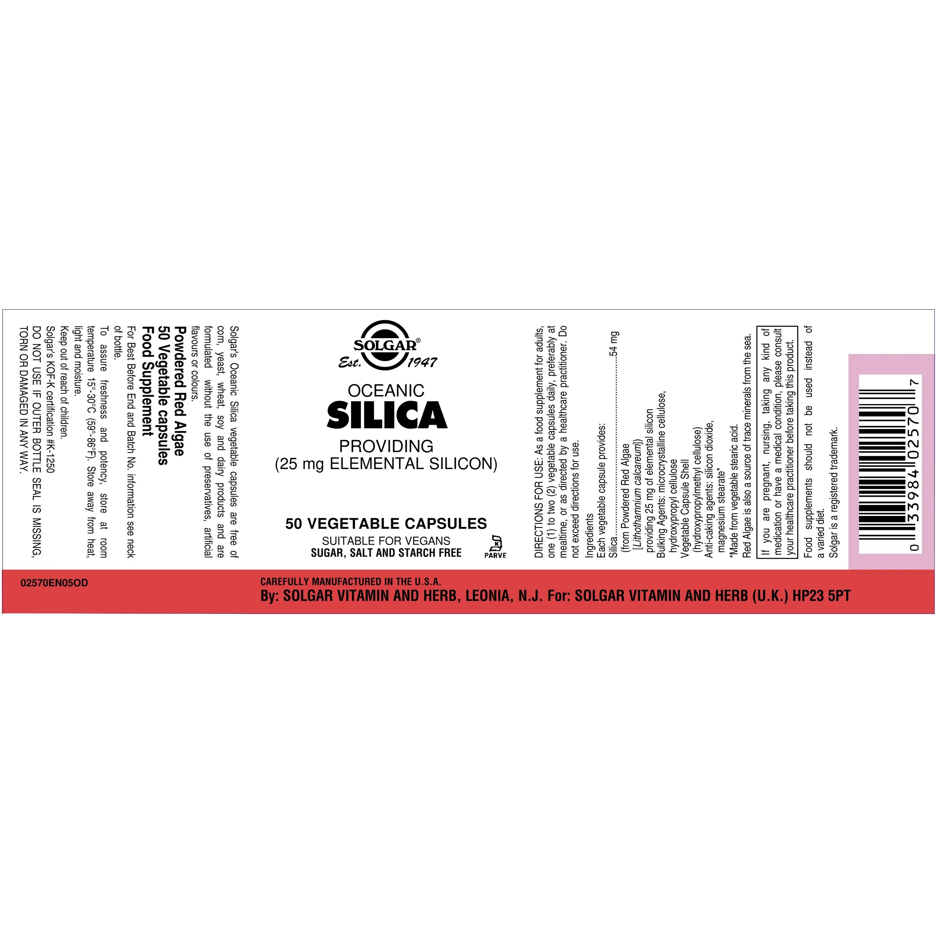 SOLGAR - Silica Oceanic 25mg - 50caps