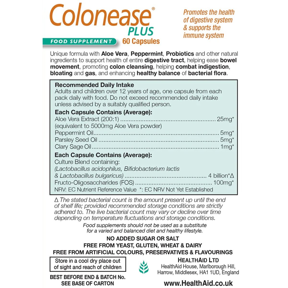 HEALTH AID - Colonease Plus - 60caps