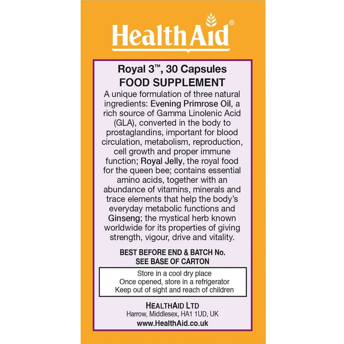 HEALTH AID - Royal 3 - 30caps
