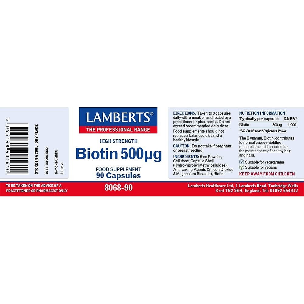 LAMBERTS - Biotin  500μg - 90caps