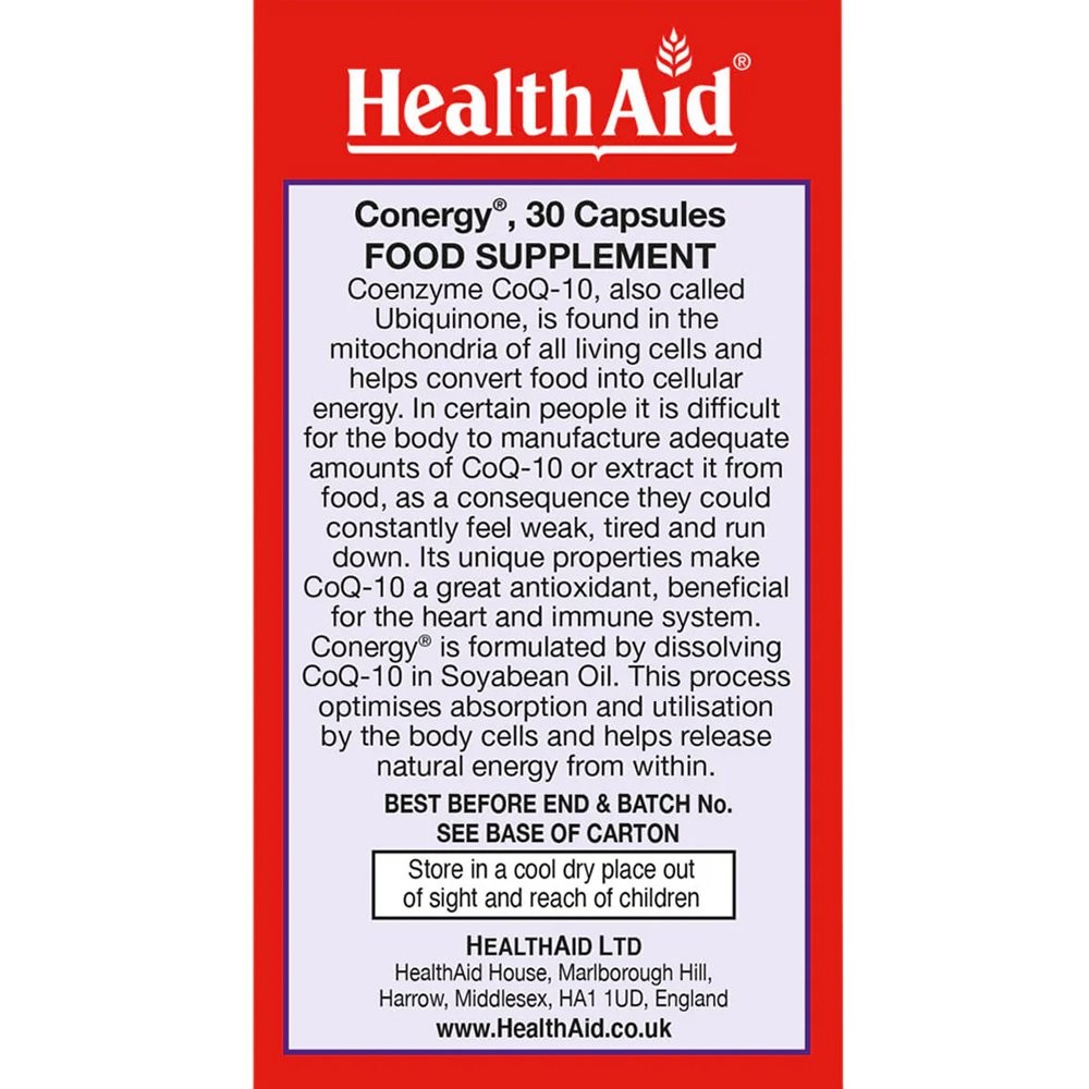 HEALTH AID - CONERGY Mega Strength CoQ-10 30mg - 30caps