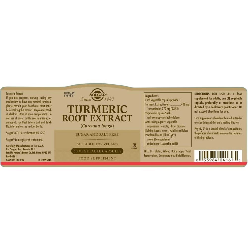 SOLGAR - Turmeric Root Extract - 60caps