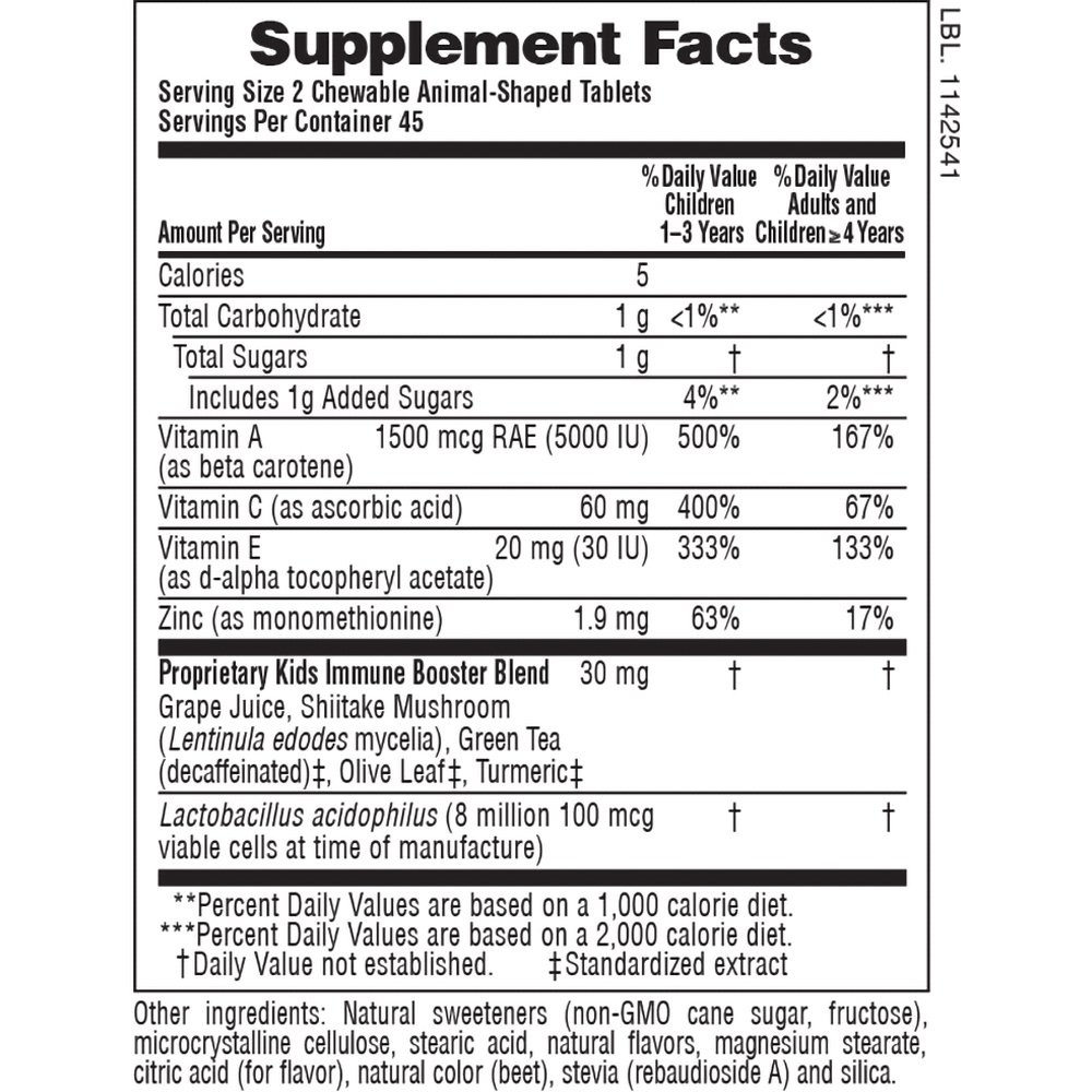 NATURES PLUS - SOURCE OF LIFE ANIMAL PARADE Immune Booster (Tropical flavor) - 90chew.tabs