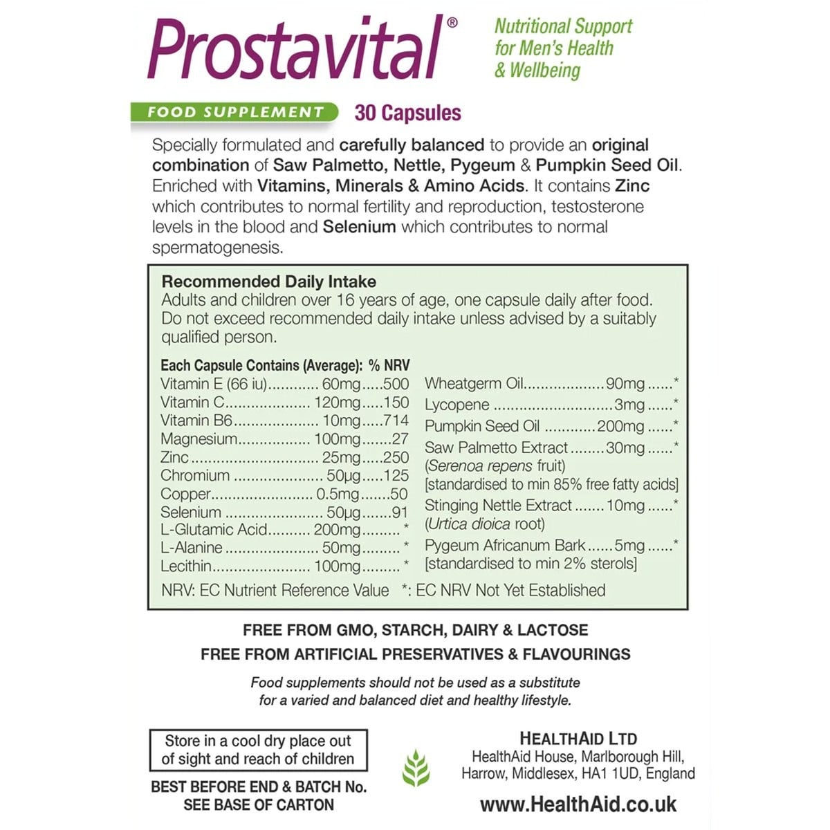 HEALTH AID - Prostavital - 30caps