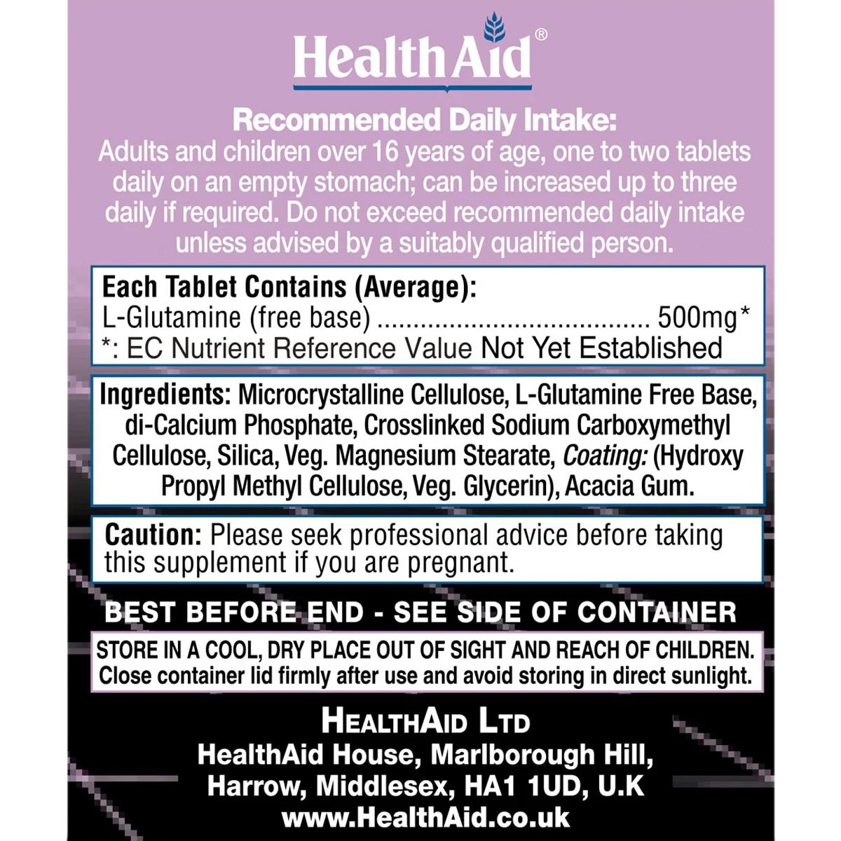 HEALTH AID - L-Glutamine 500mg - 60tabs