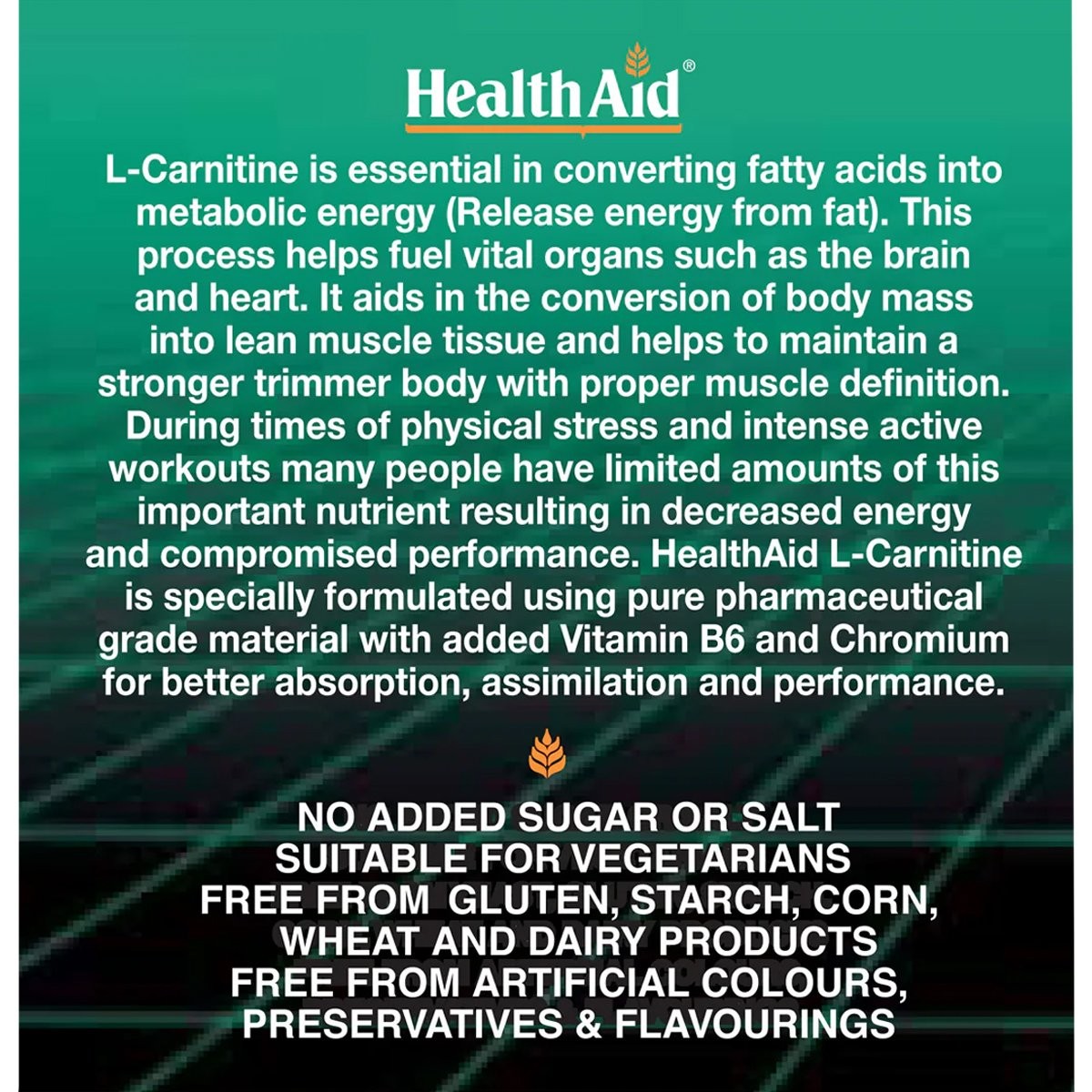 HEALTH AID - L-Carnitine 550mg with B6 & Chromium - 30tabs