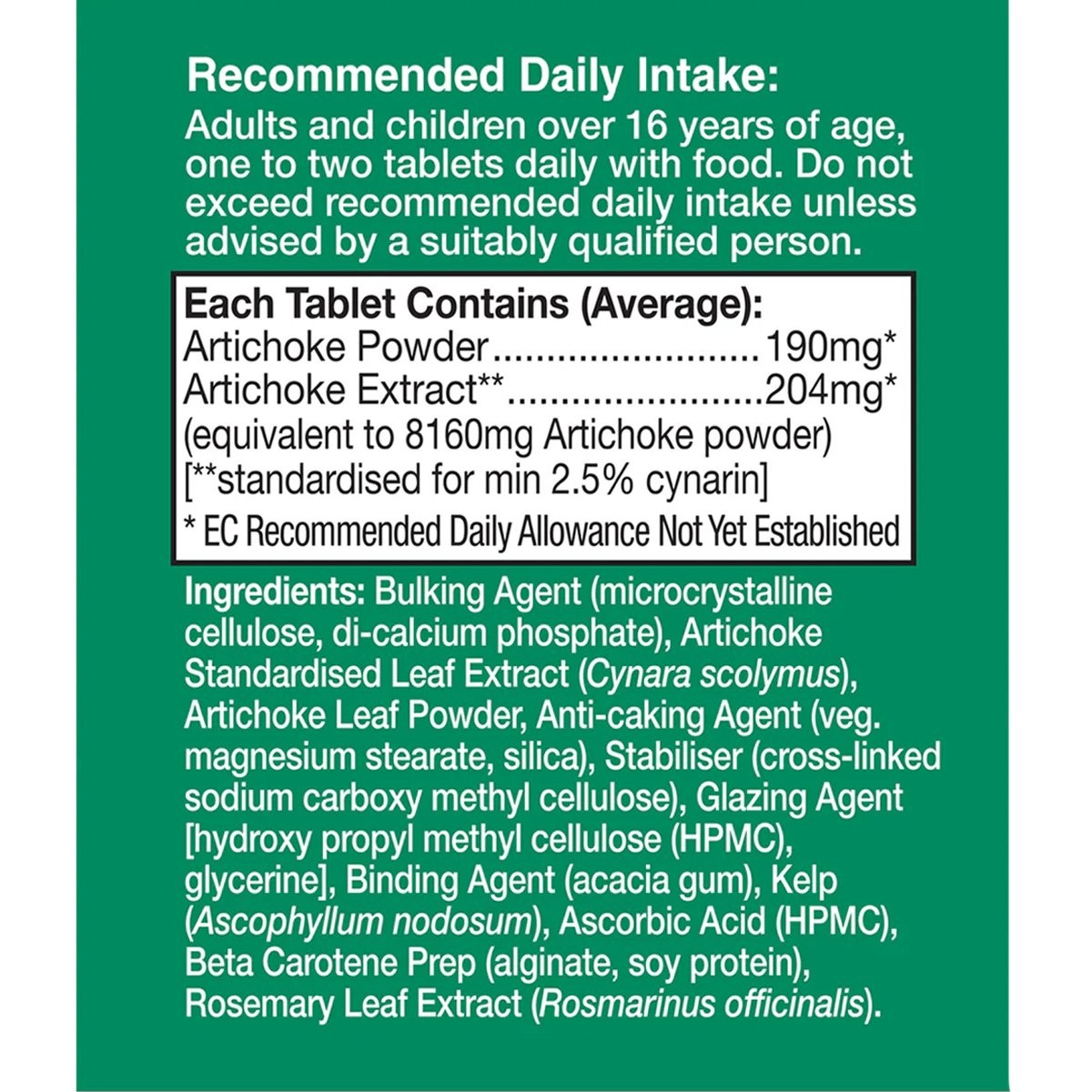 HEALTH AID - Artichoke 8350mg - 60tabs