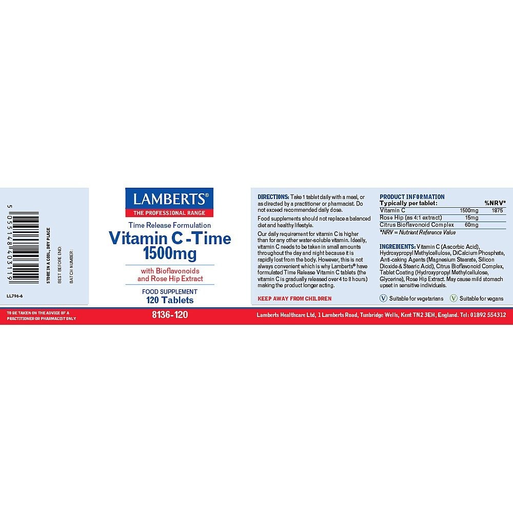 LAMBERTS - Vitamin C 1500mg Time - 120tabs