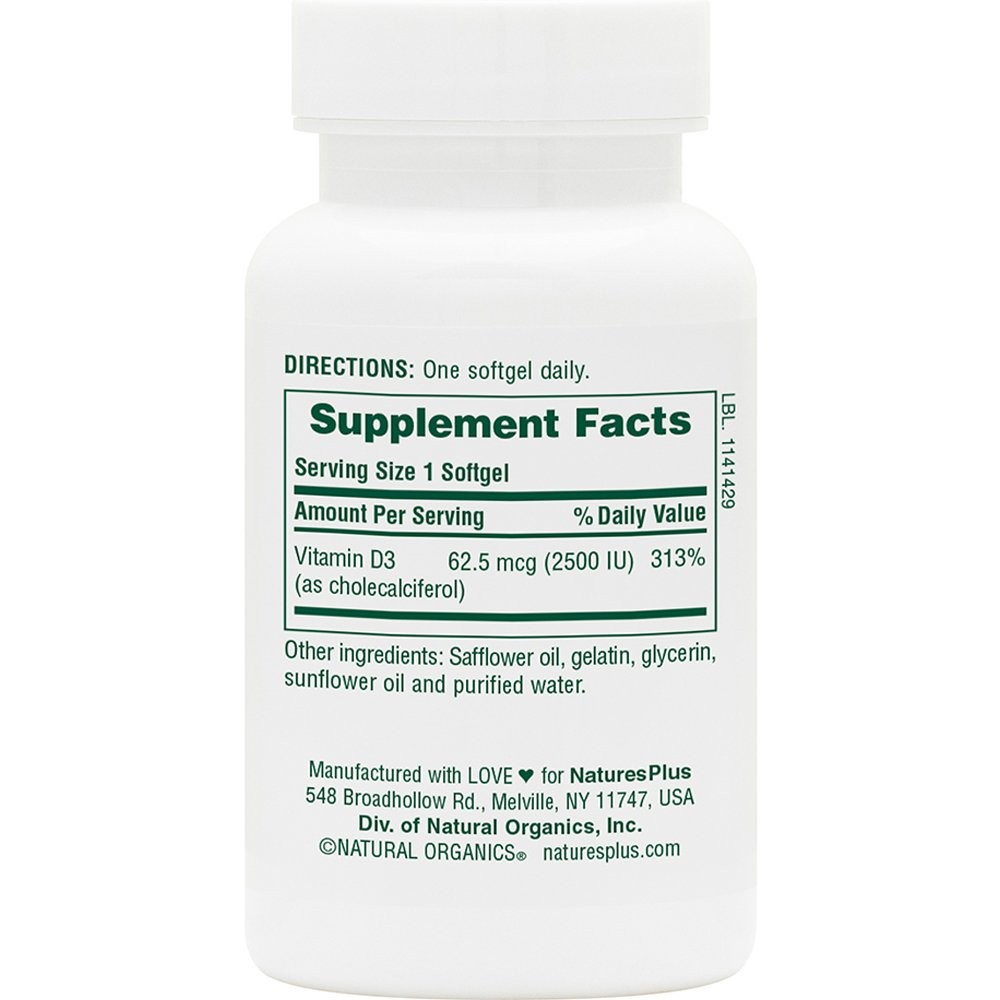NATURES PLUS - Vitamin D3 2500 IU - 90 softgels