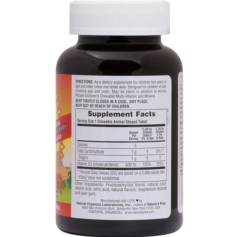 NATURES PLUS - ANIMAL PARADE Vitamin D3 500IU - 90chew.tabs