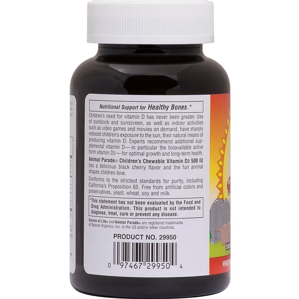 NATURES PLUS - ANIMAL PARADE Vitamin D3 500IU - 90chew.tabs