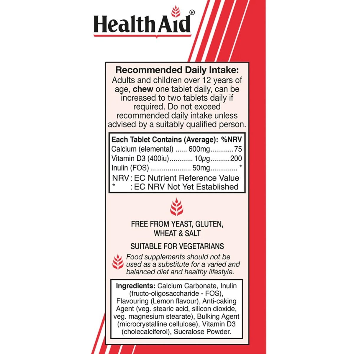 HEALTH AID - Calcium Strong 600mg - 60chew. tabs