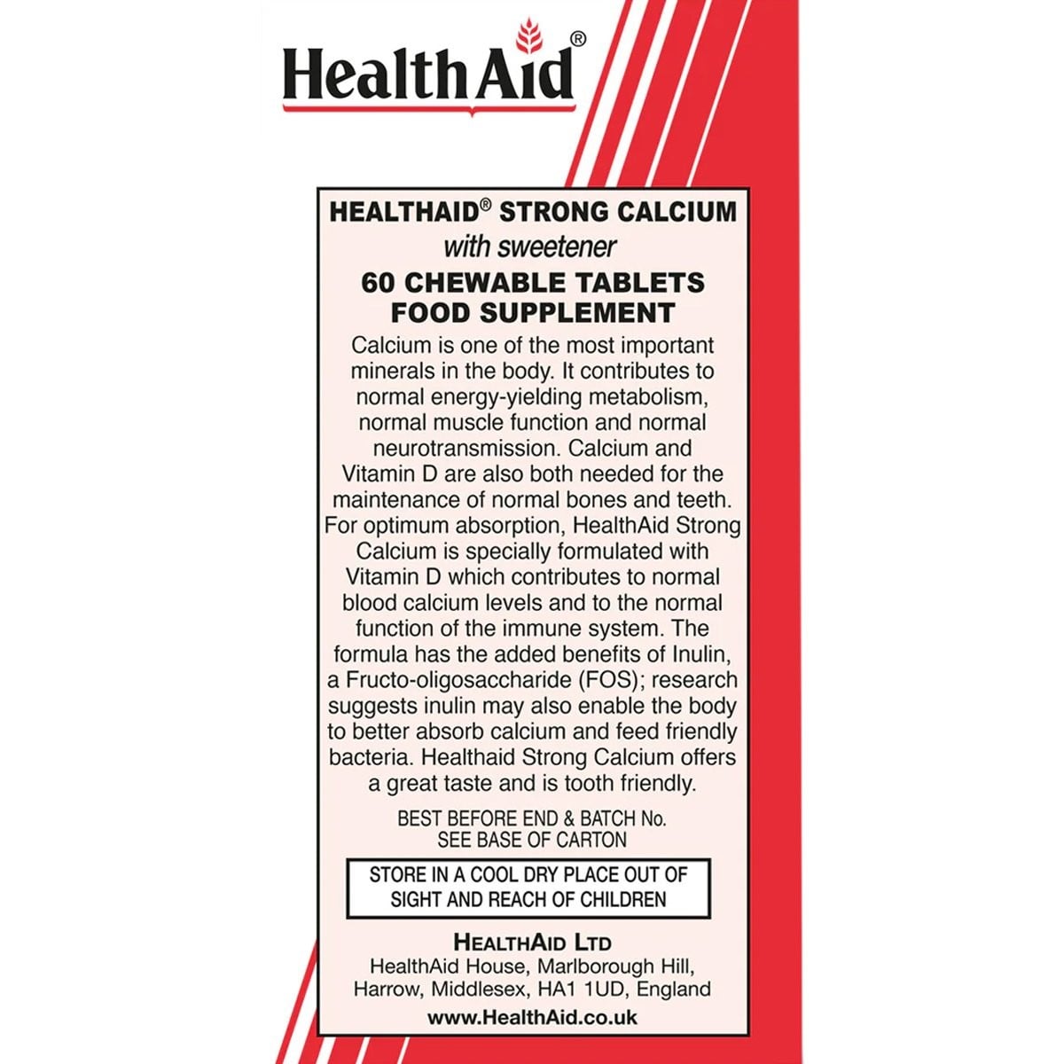 HEALTH AID - Calcium Strong 600mg - 60chew. tabs