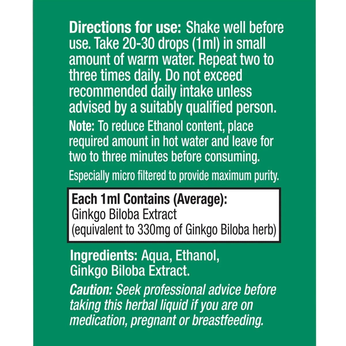 HEALTH AID - Ginkgo Biloba Herbal Liquid - 50ml