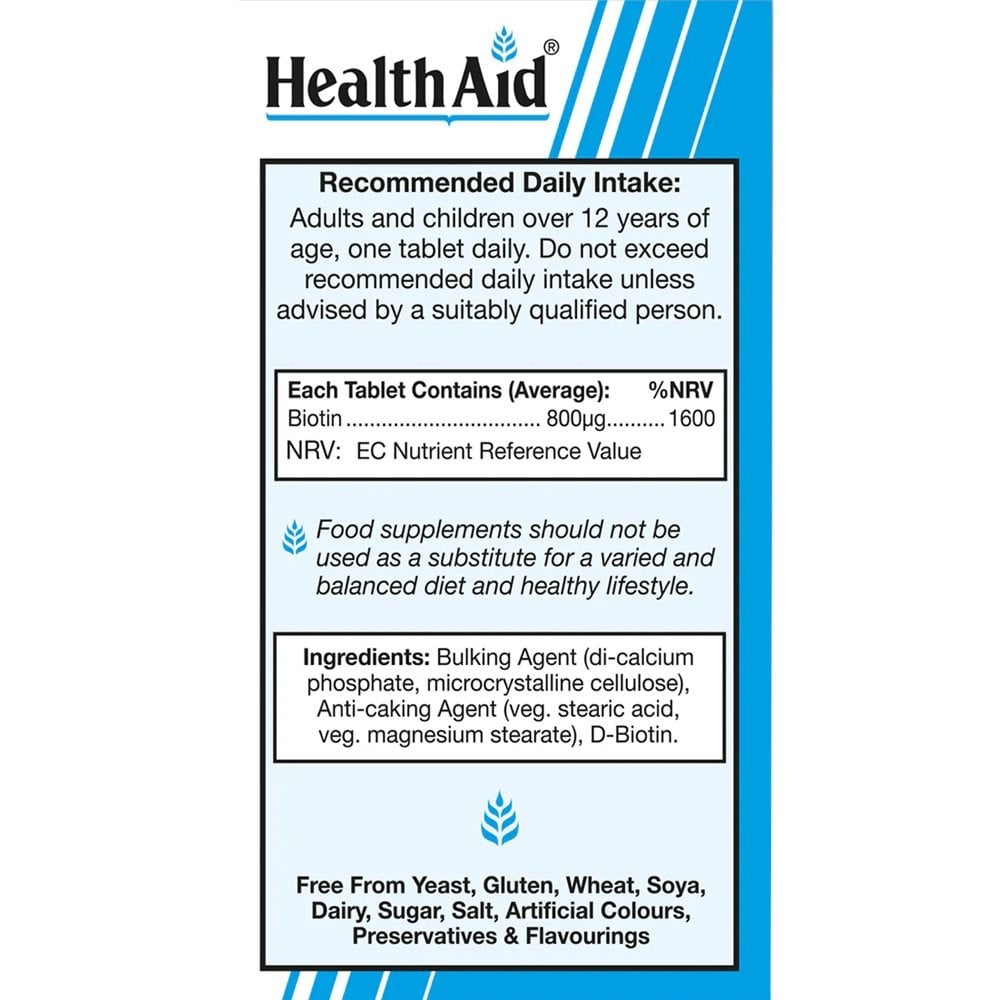 HEALTH AID - VEGAN Biotin 800μg - 30tabs