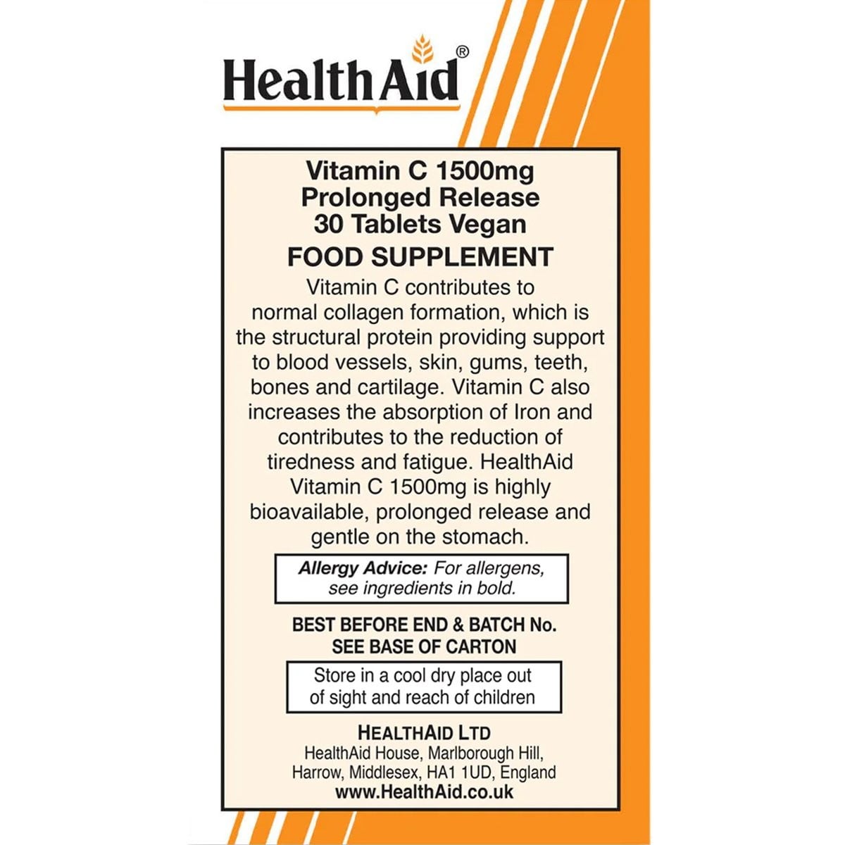 HEALTH AID - Vitamin C 1500mg - 30tabs