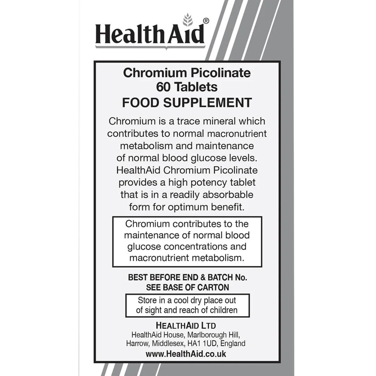 HEALTH AID - Chromium Picolinate 1800mg - 60tabs