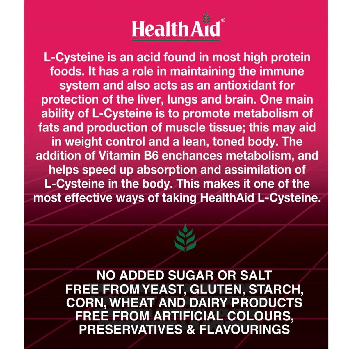 HEALTH AID - L-Cysteine with Vitamin B6 550mg - 30tabs