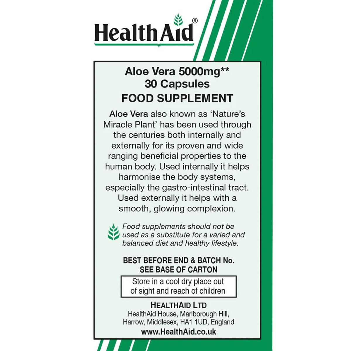 HEALTH AID - Aloe Vera 5000mg - 30caps