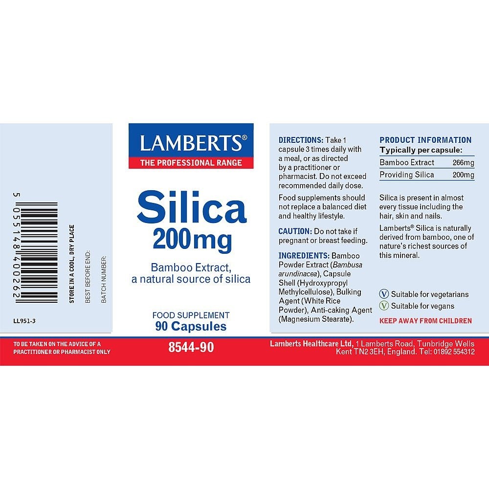 LAMBERTS - Silica (from Bamboo Gum) 200mg - 90caps