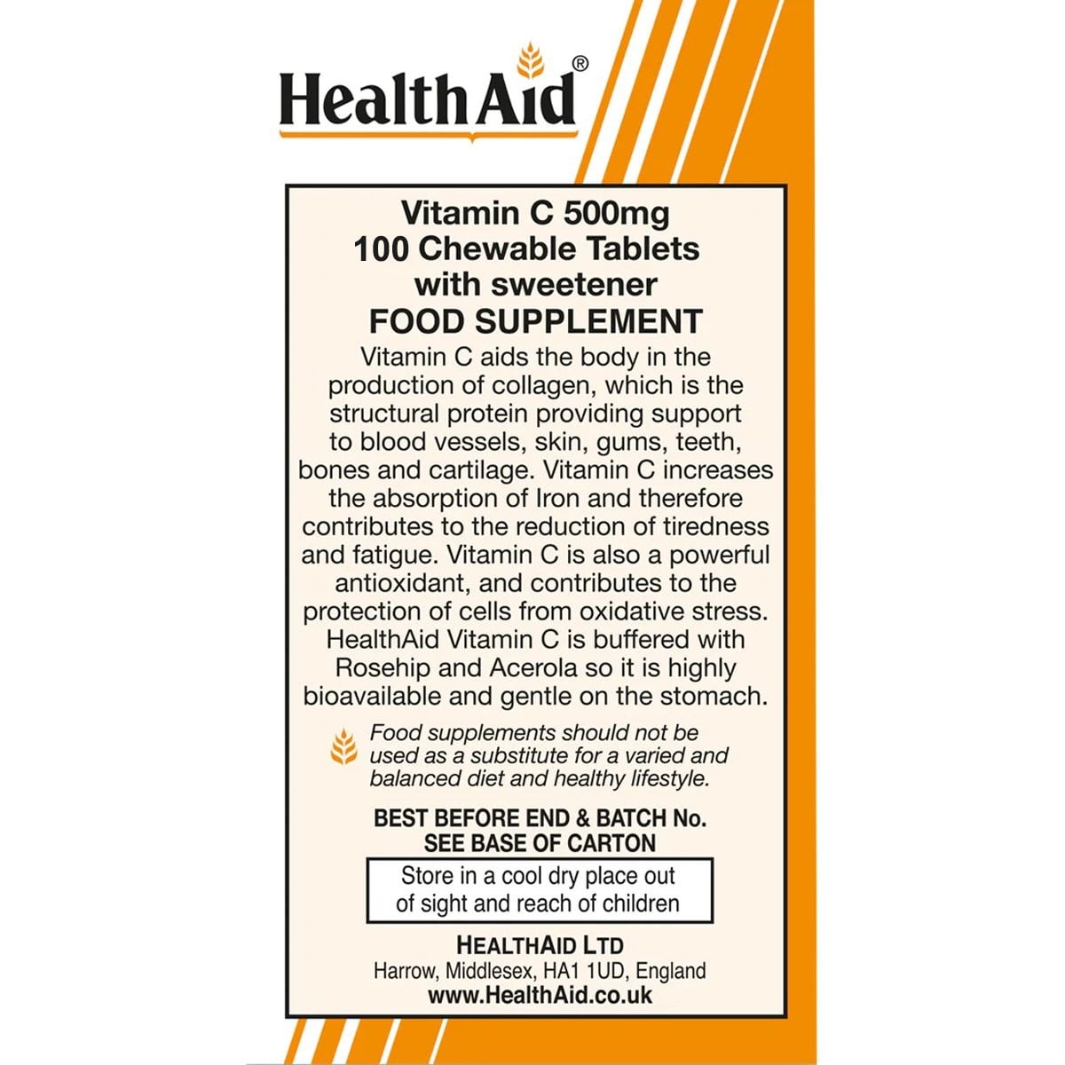 HEALTH AID - Vitamin C 500mg - 100chew.tabs