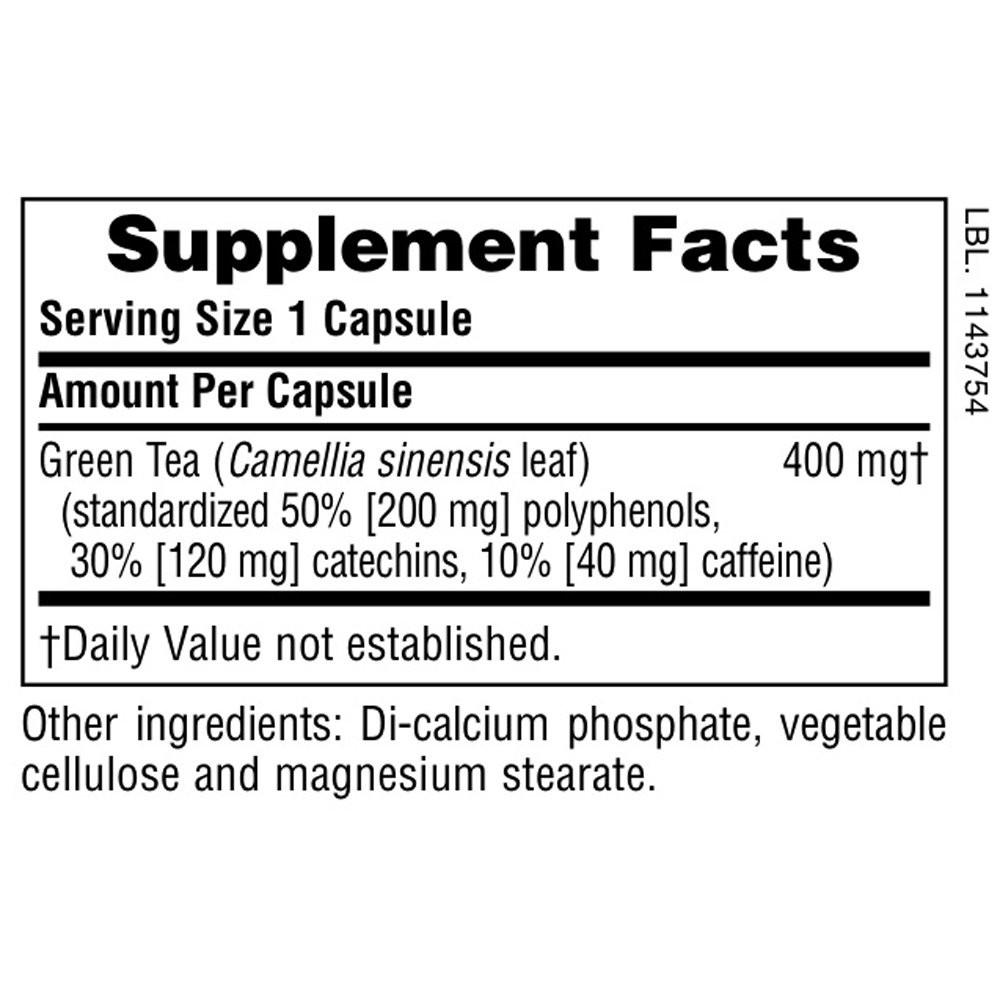 NATURES PLUS - HERBAL ACTIVES Chinese Green Tea 400mg - 60caps