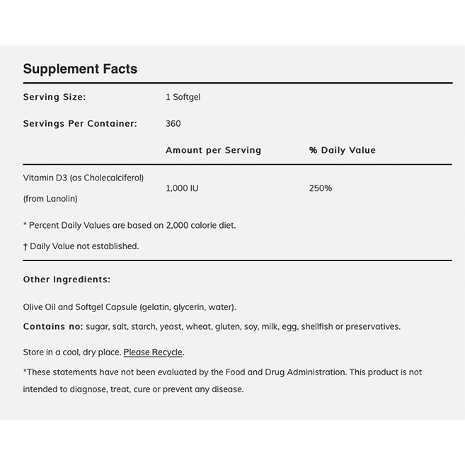 NOW - Vitamin D3 1000iu - 180softgels