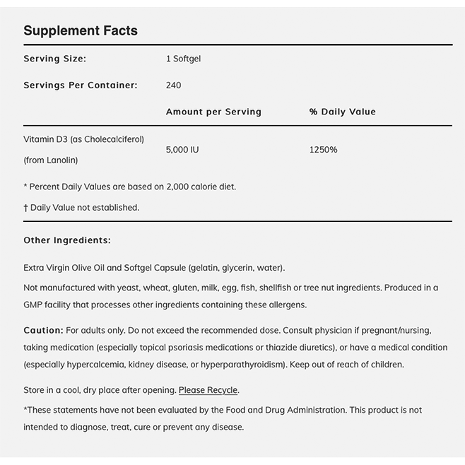 NOW - Vitamin D3 5000iu - 120softgels