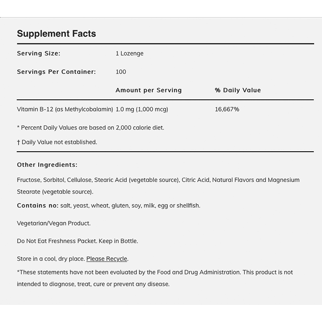 NOW - Methyl B-12 1000mcg - 100lozenges