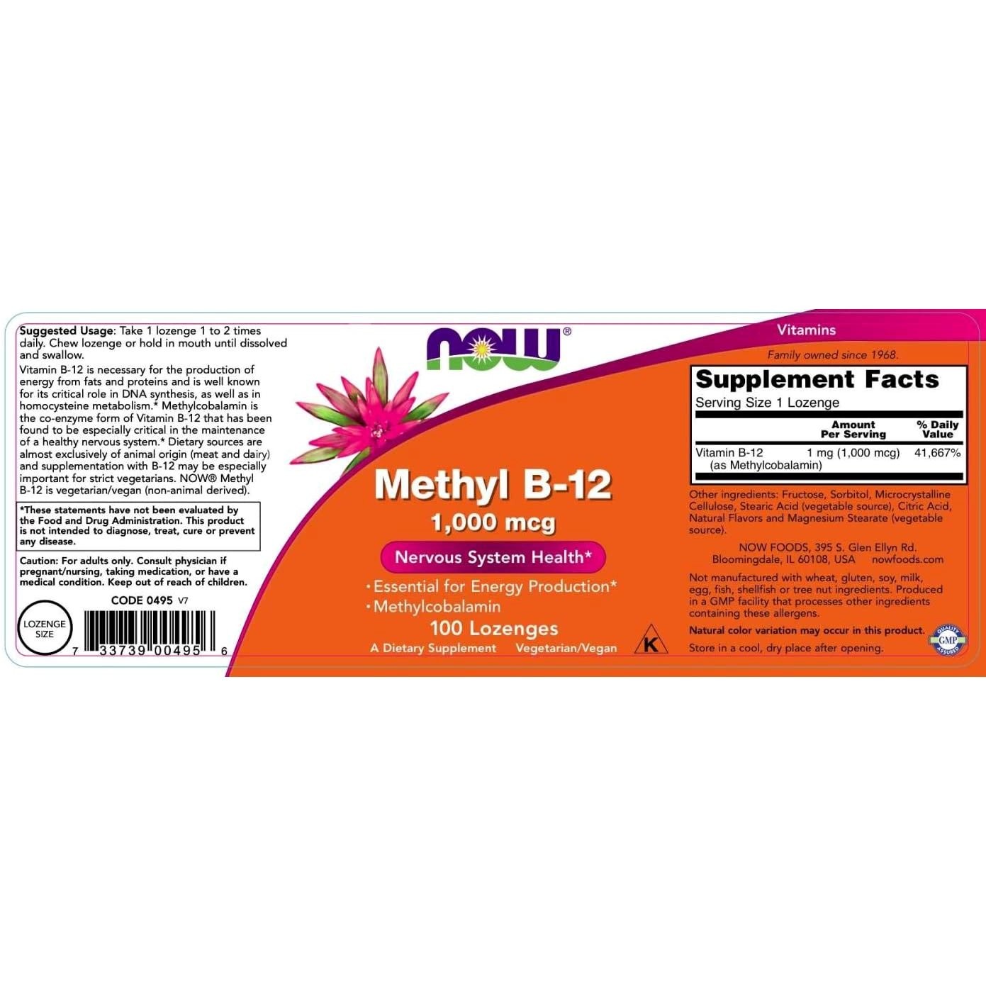 NOW - Methyl B-12 1000mcg - 100lozenges