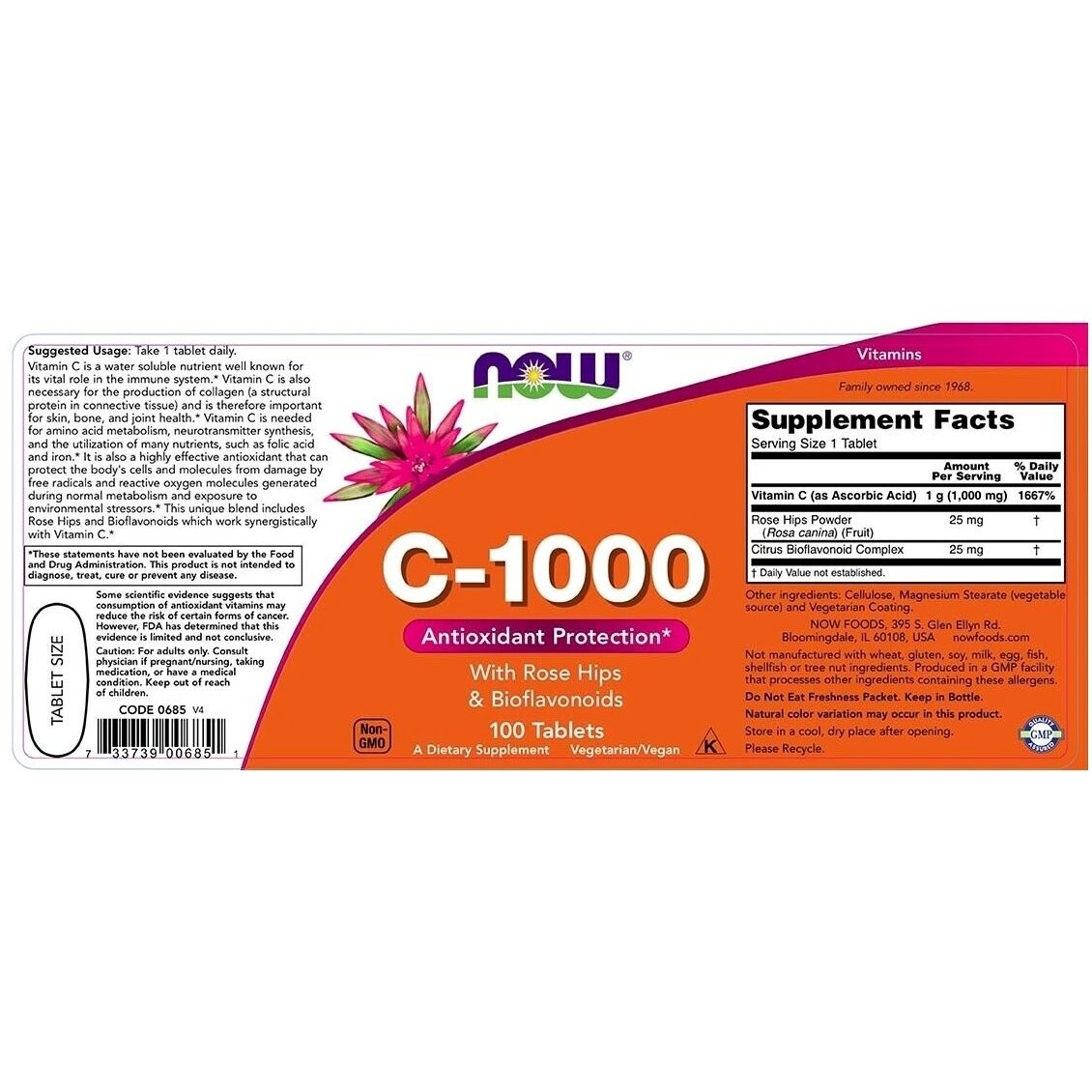 NOW - Vitamin C 1000mg with Rose Hips & Bioflavonoids - 100tabs