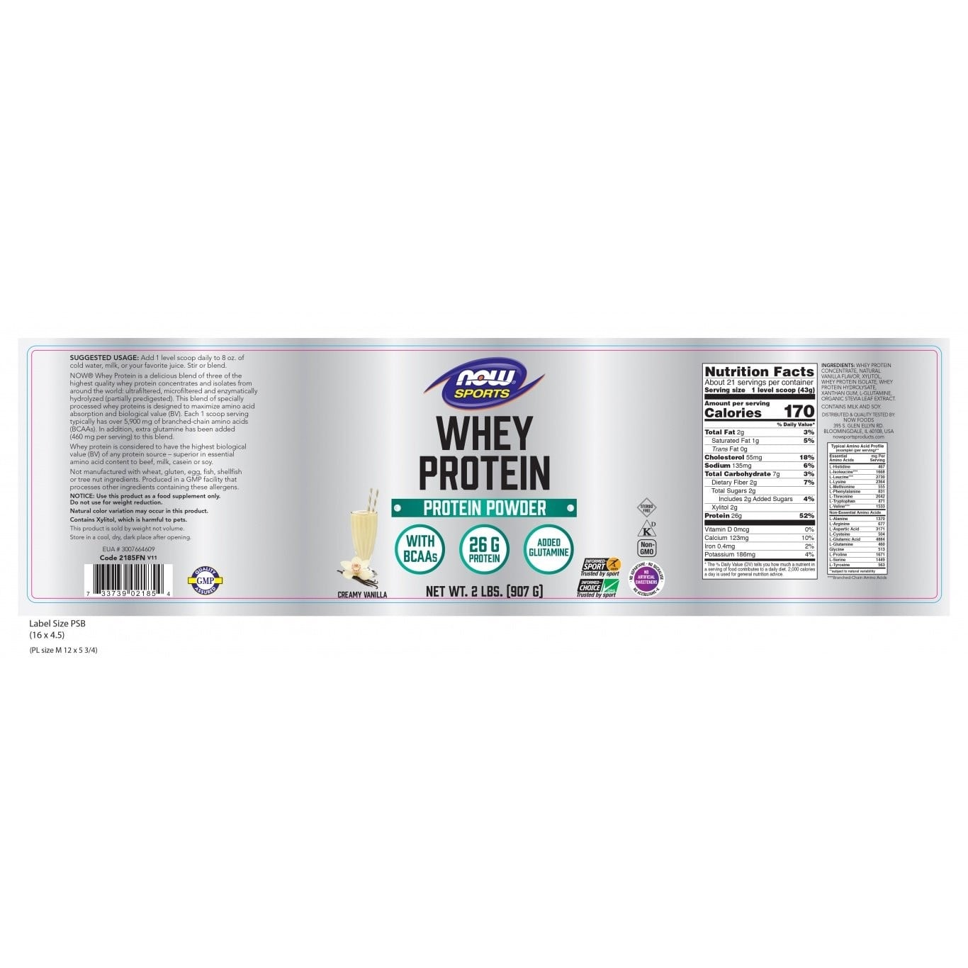 NOW - SPORTS WHEY PROTEIN Natural Vanilla - 907gr