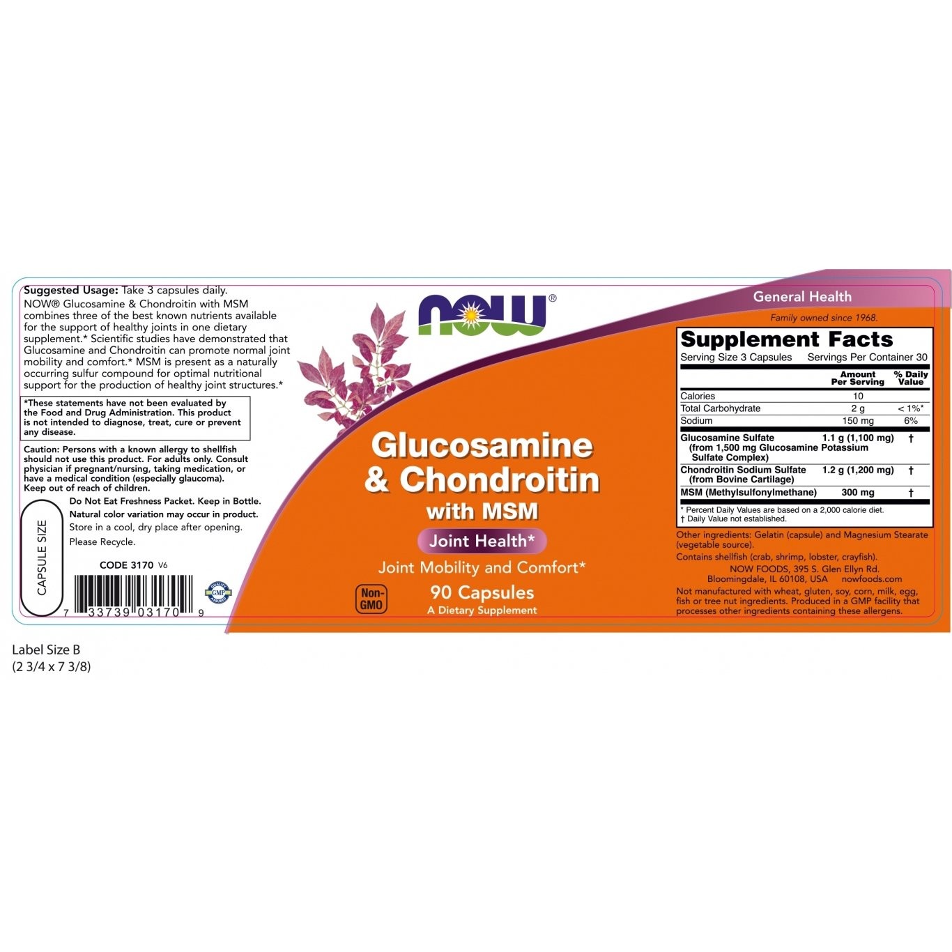 NOW - Glucosamine, Chondroitin with MSM - 90caps