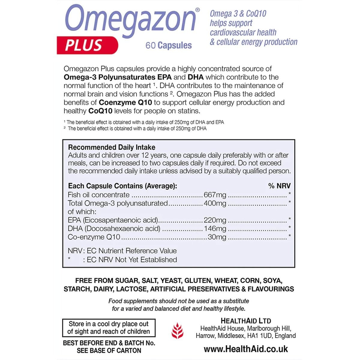 HEALTH AID - OMEGAZON Plus (Omega-3 & Co Q10) - 60caps