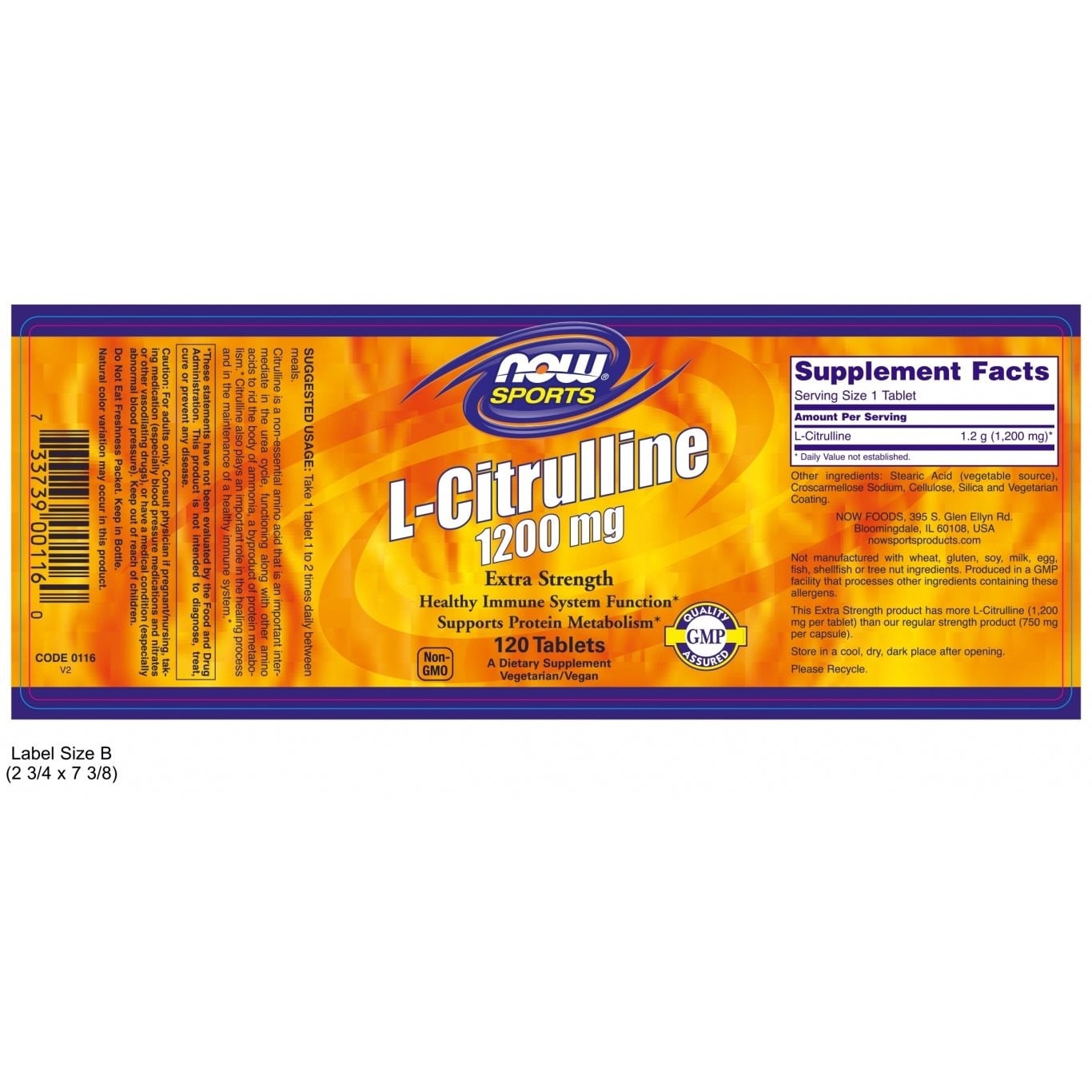 NOW - SPORTS L-Citrulline 1200mg - 120tabs