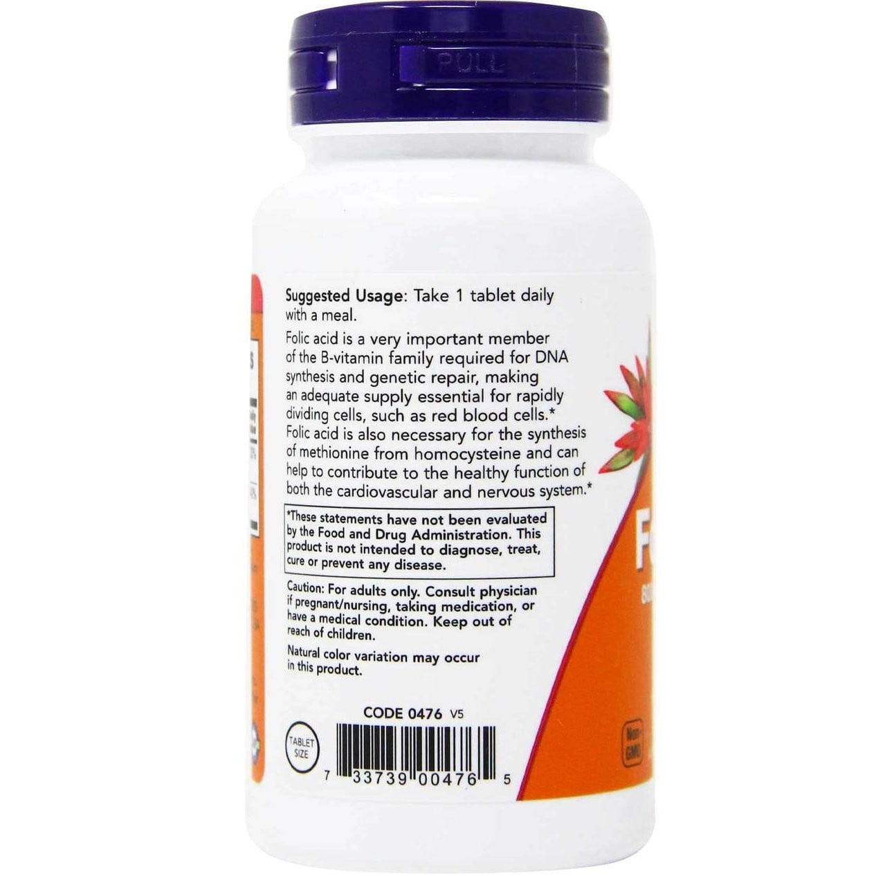NOW - Folic Acid 800mcg with Vitamin B12 - 250tabs