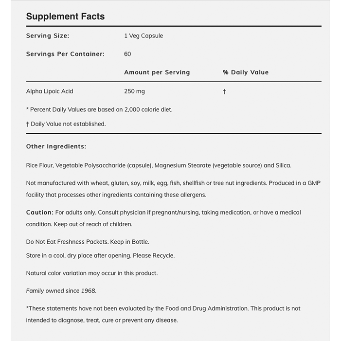 NOW - Alpha Lipoic Acid 250mg - 60caps