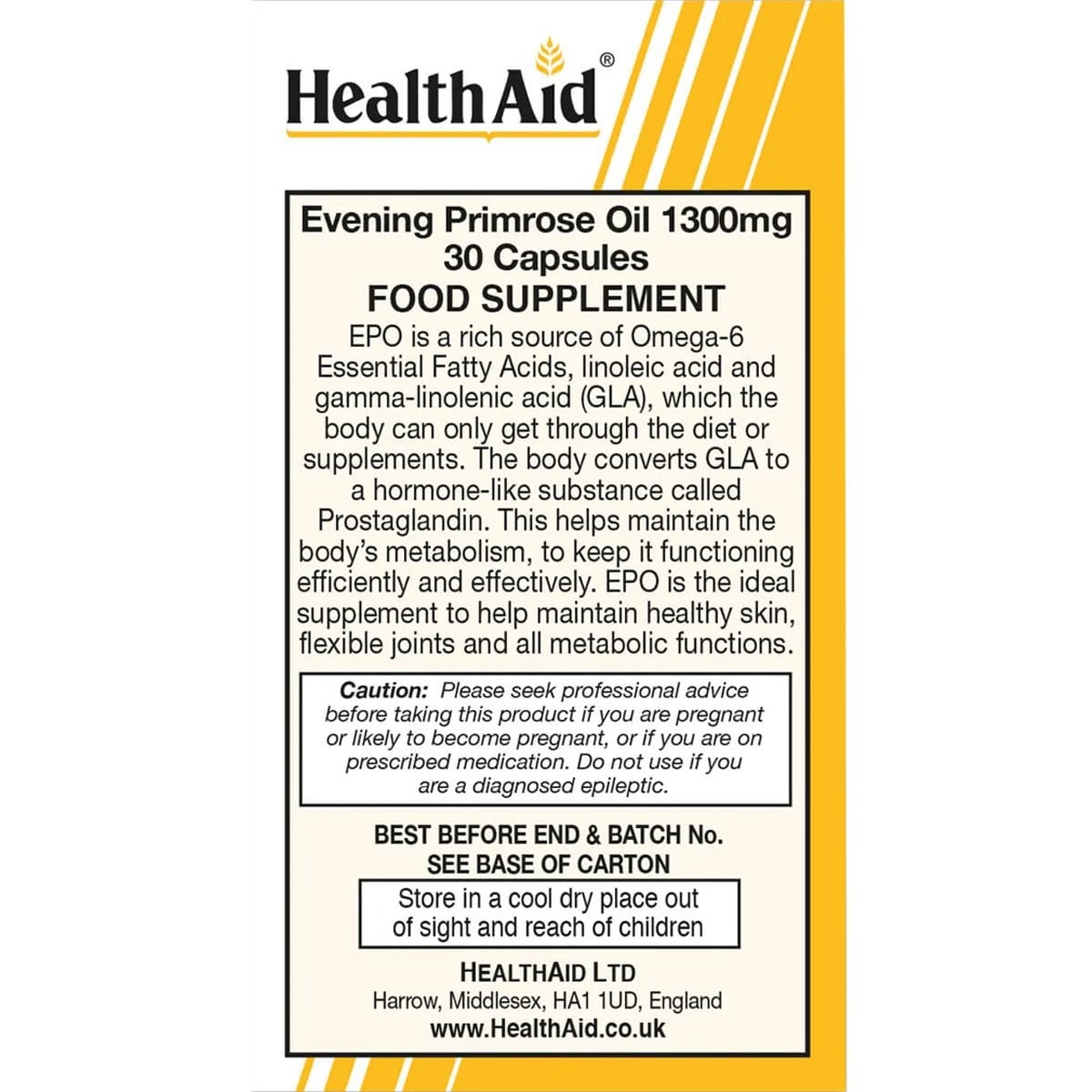 HEALTH AID - Evening Primrose 1300mg - 30caps