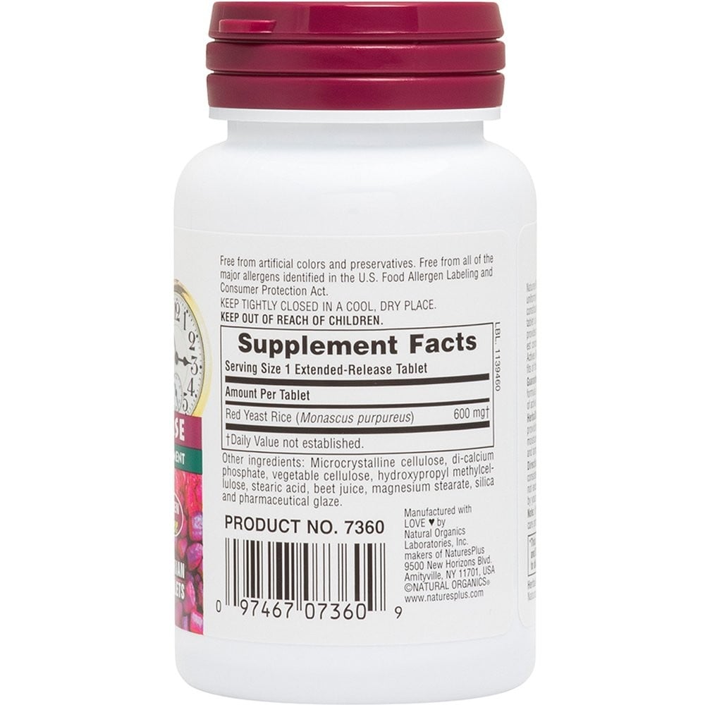 NATURES PLUS - HERBAL ACTIVES Red Yeast Rice 600mg Extended Release - 30tabs