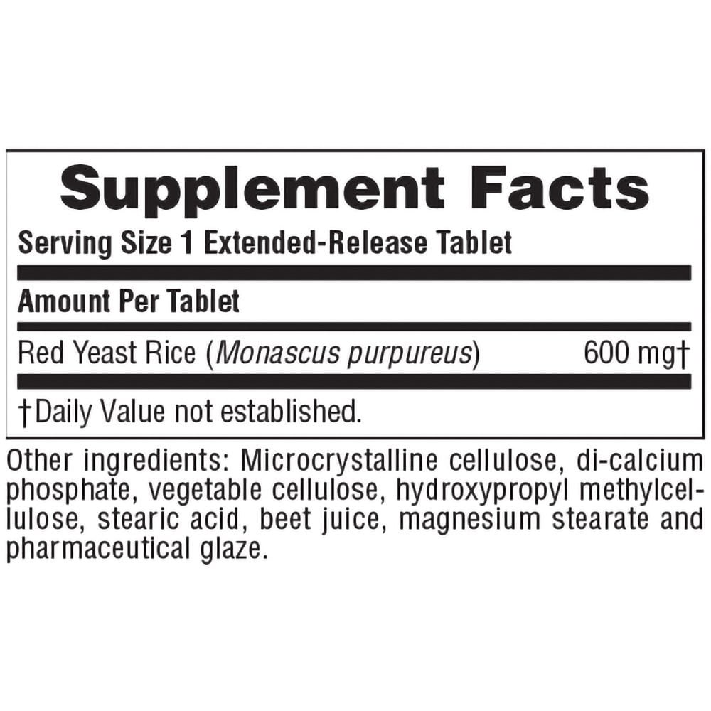 NATURES PLUS - HERBAL ACTIVES Red Yeast Rice 600mg Extended Release - 30tabs