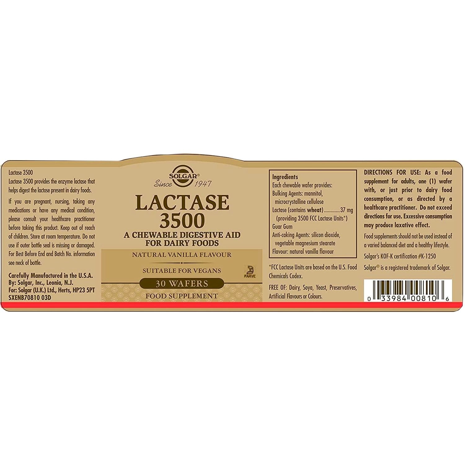 SOLGAR - Lactase 3500 - 30chew.tabs