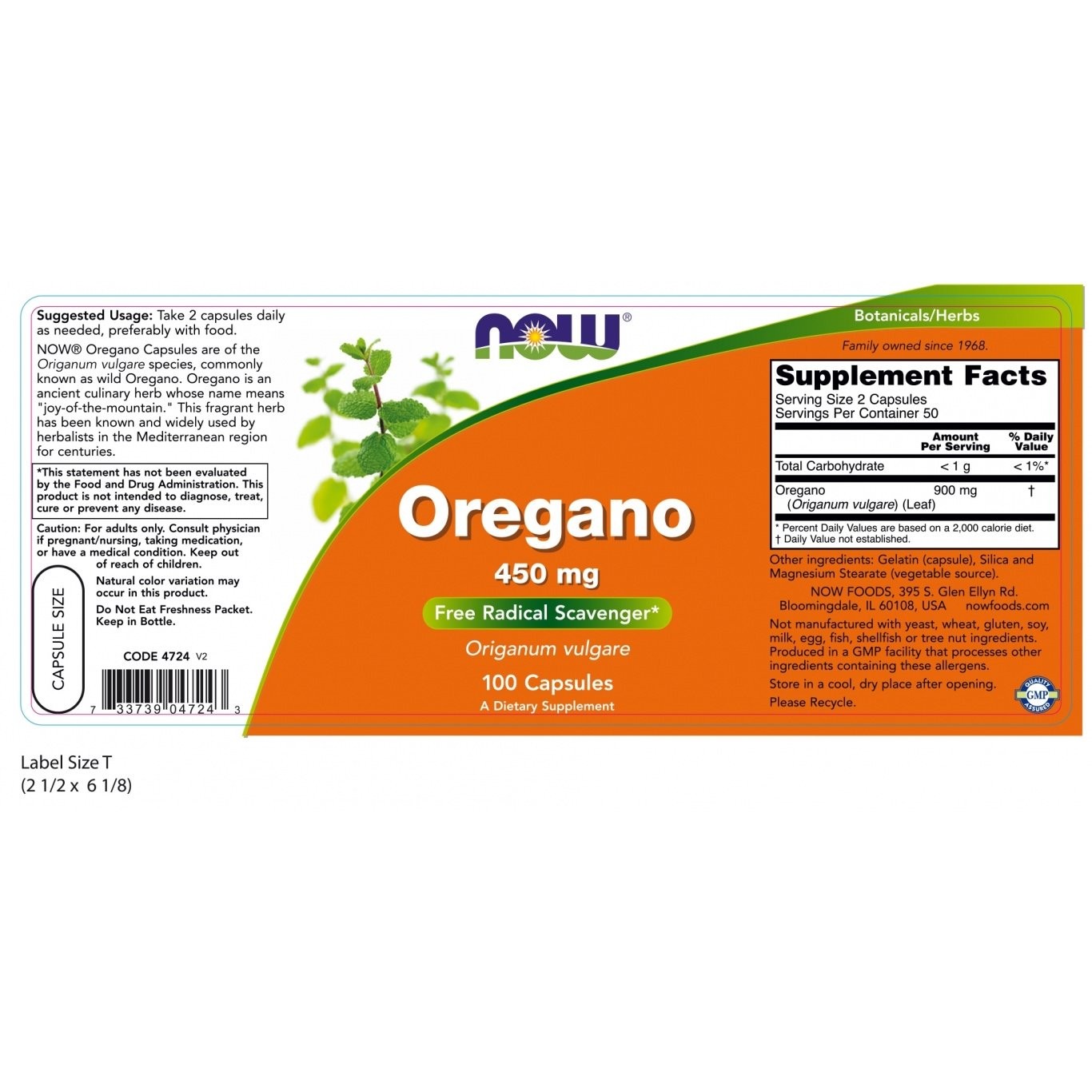 NOW - Oregano 450mg - 100caps