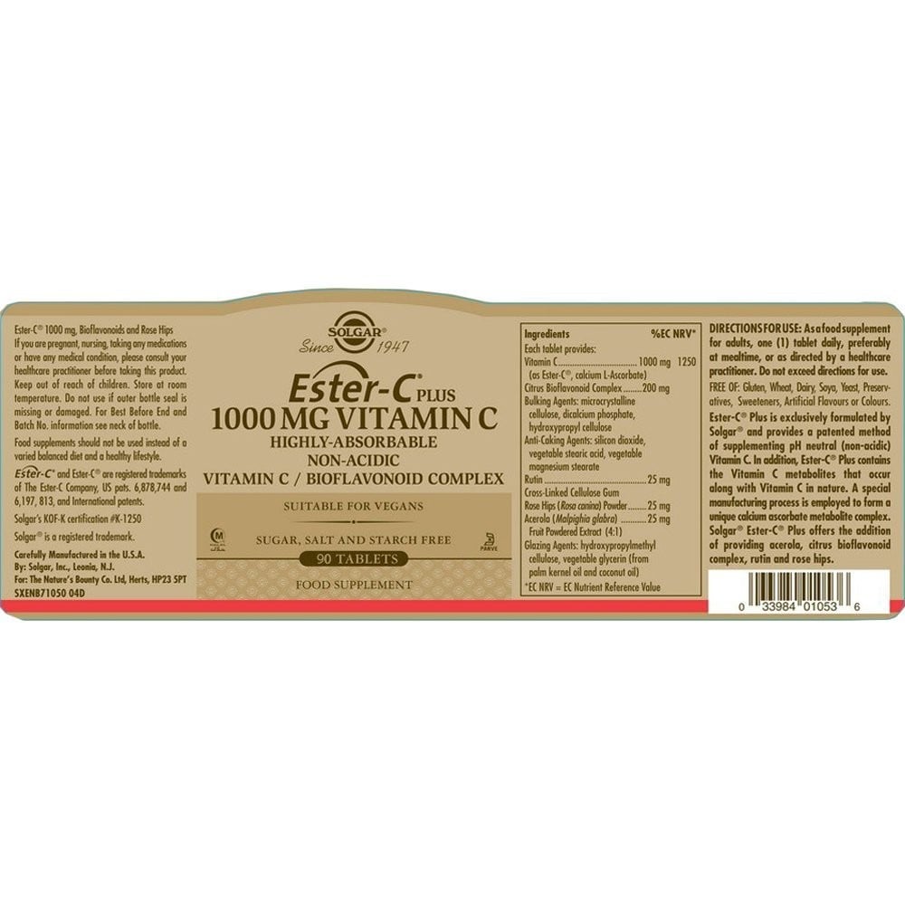 SOLGAR - Ester C Plus Vitamin C 1000mg - 90tabs