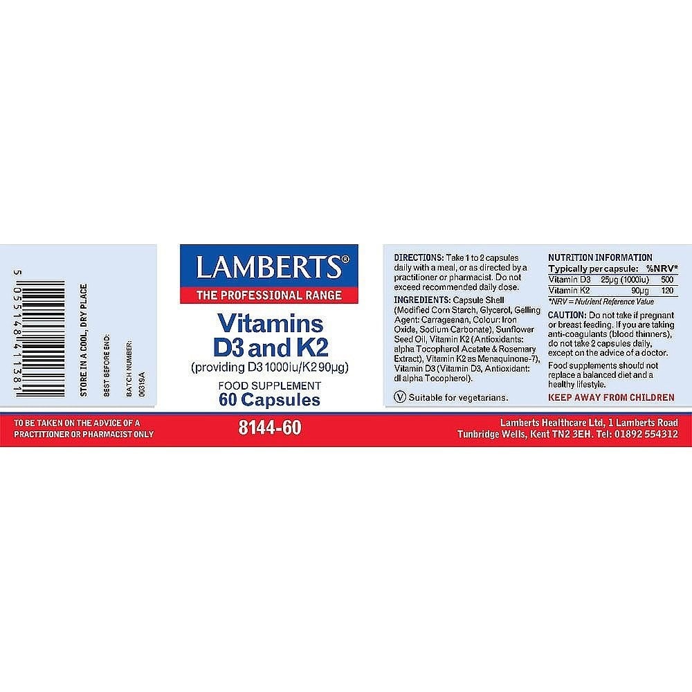LAMBERTS - Vitamins D3 and K2 - 60caps