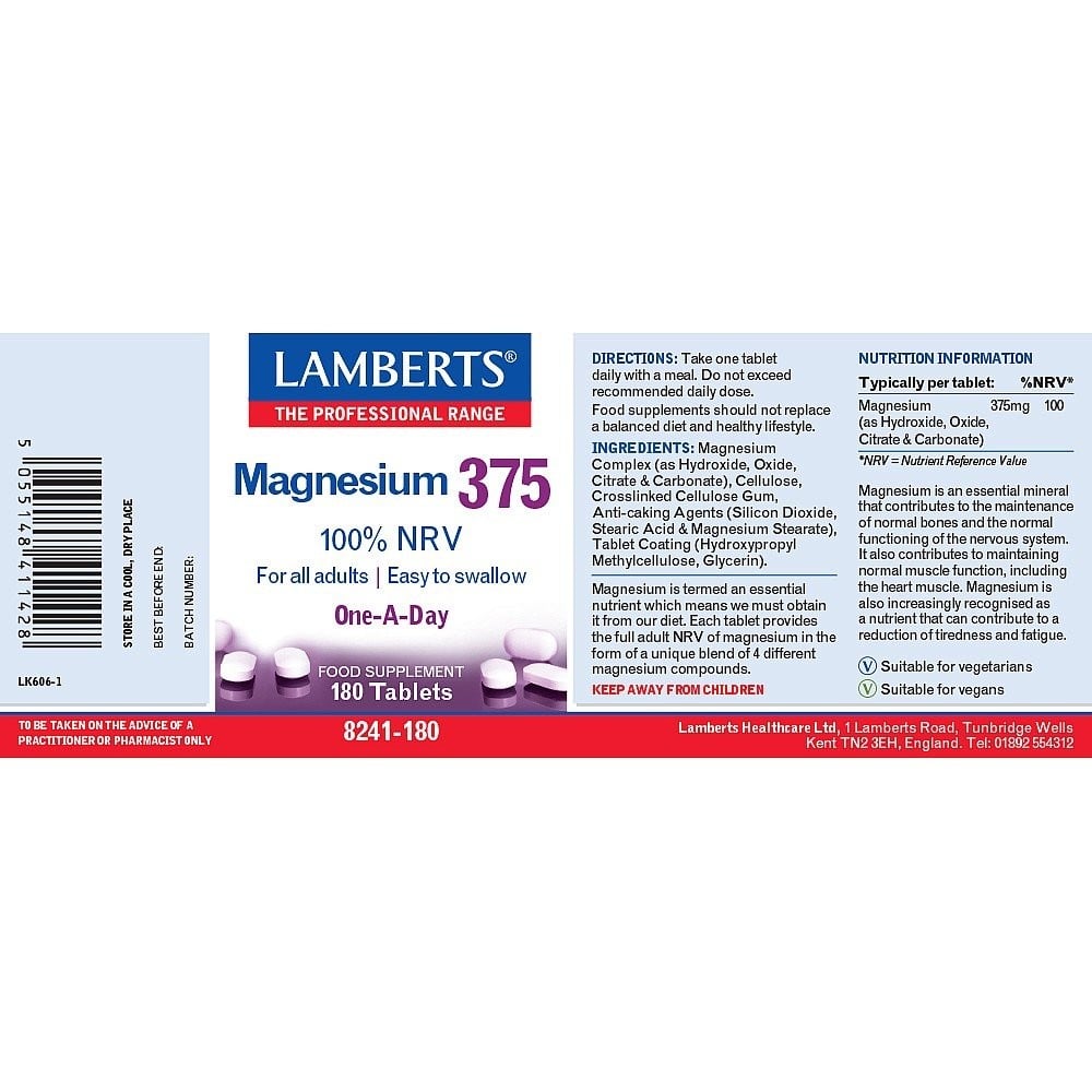 LAMBERTS - Magnesium 375 - 180tabs