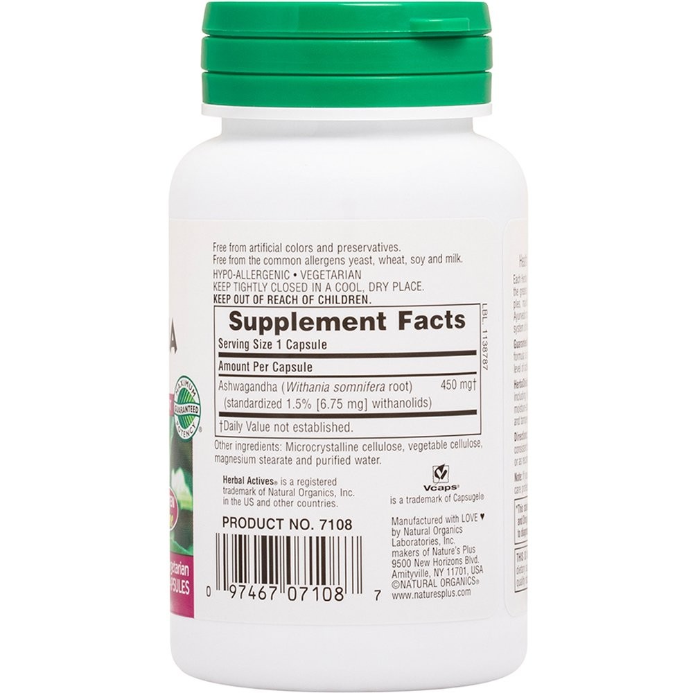 NATURES PLUS - HERBAL ACTIVES Ashwagandha 450mg - 60caps