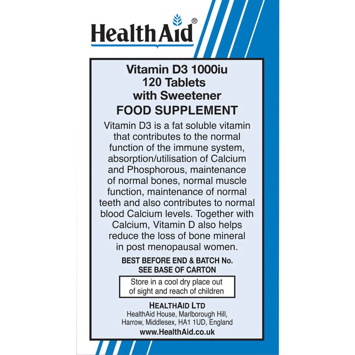 HEALTH AID - Vitamin D3 1000iu - 120tabs